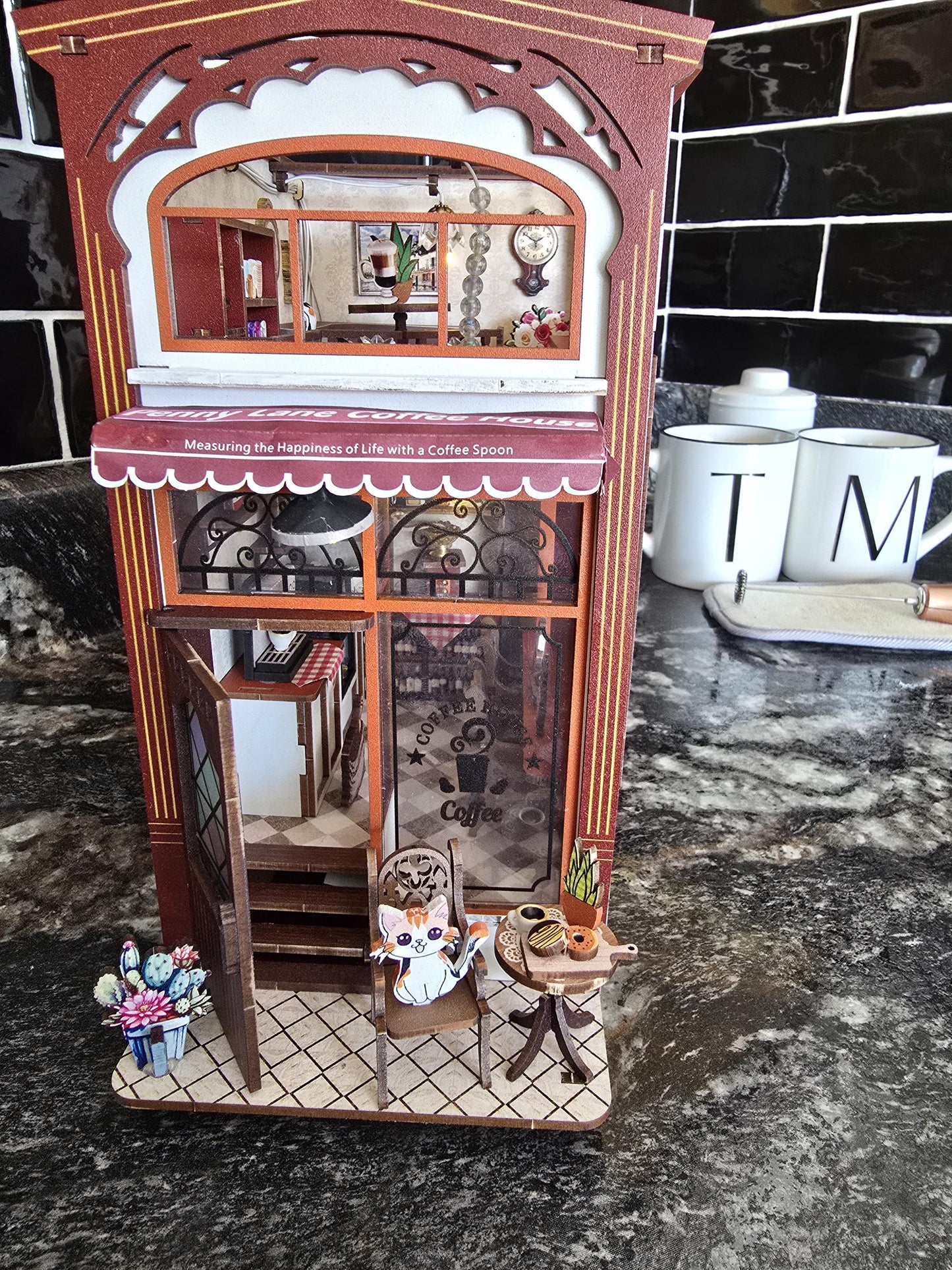 Assembled and Embellished Cute Cafe Book Nook