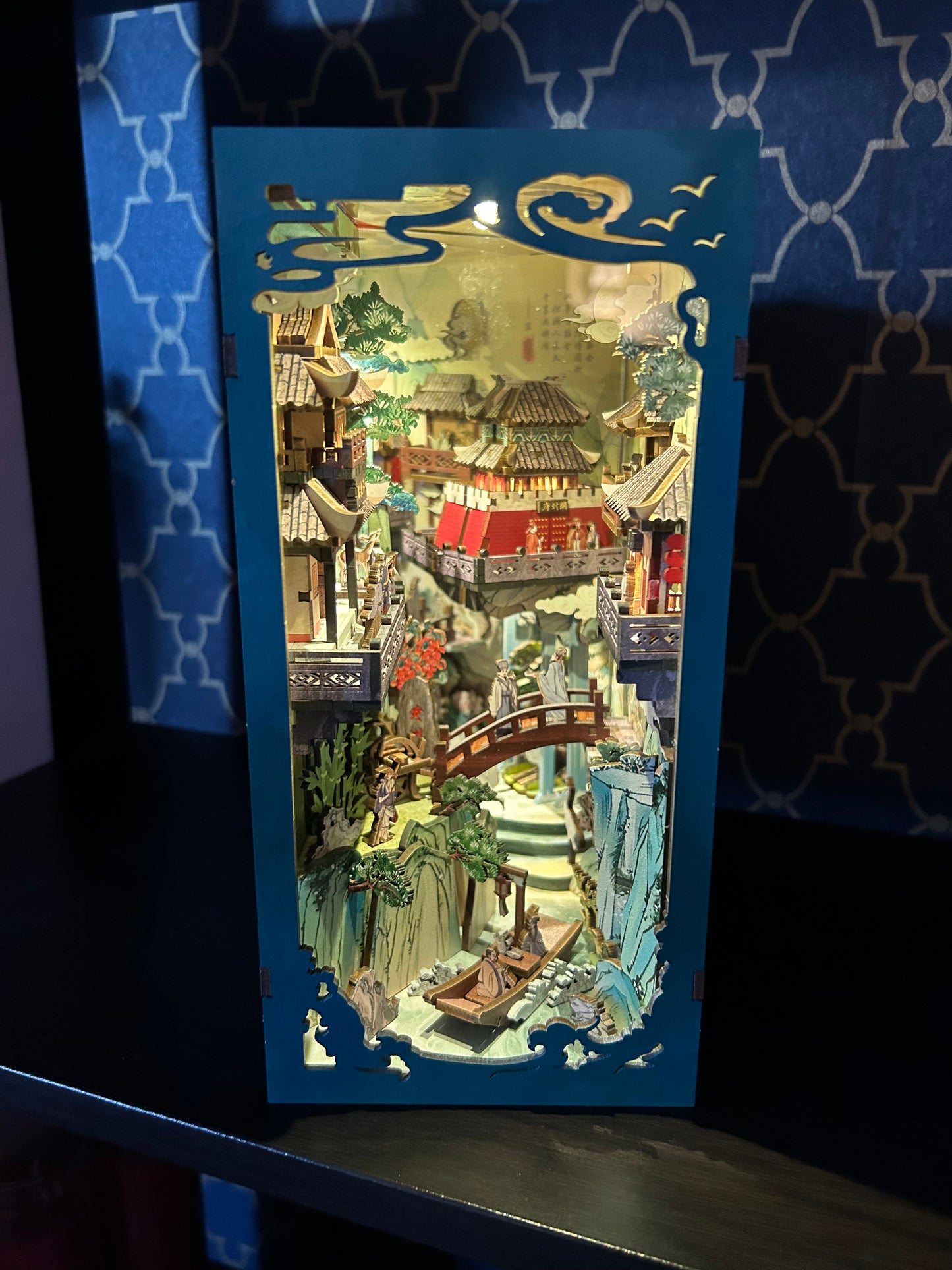 Assembled and Embellished Chinese Calligraphy Inspired Book Nook