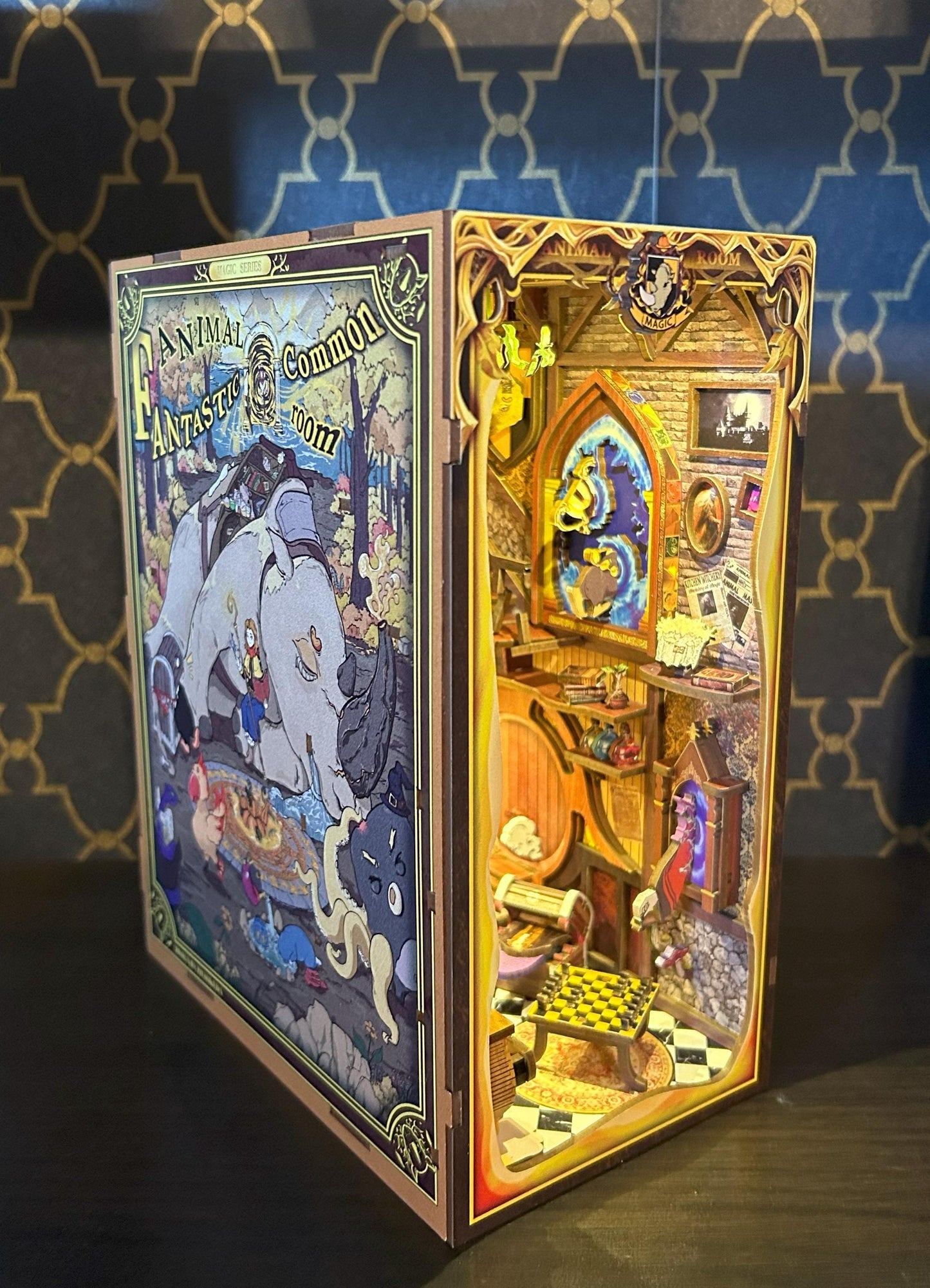 Assembled and Embellished Fantastic Animal Common Room Book Nook