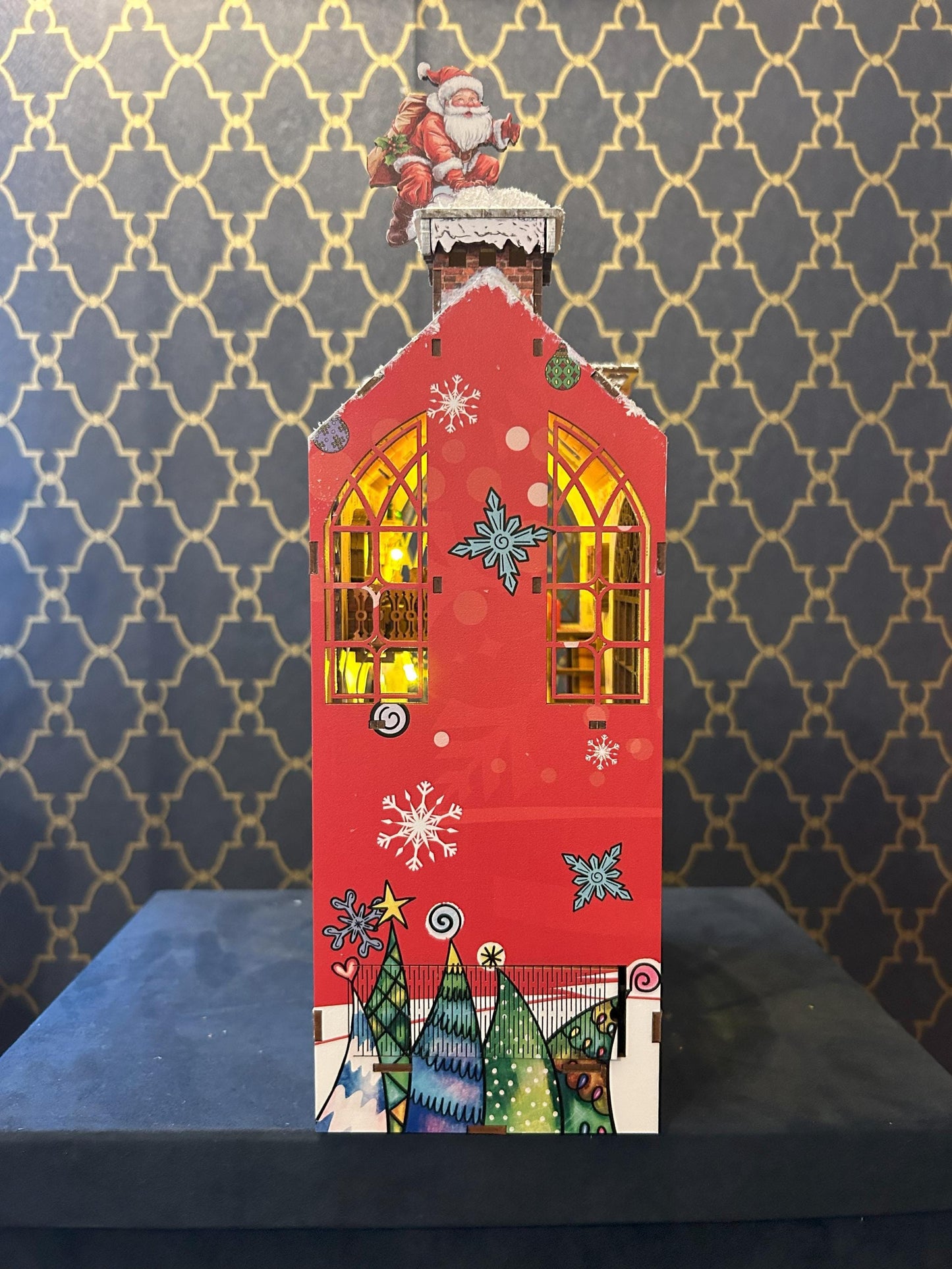 Assembled and Embellished Snowy Night Christmas Book Nook