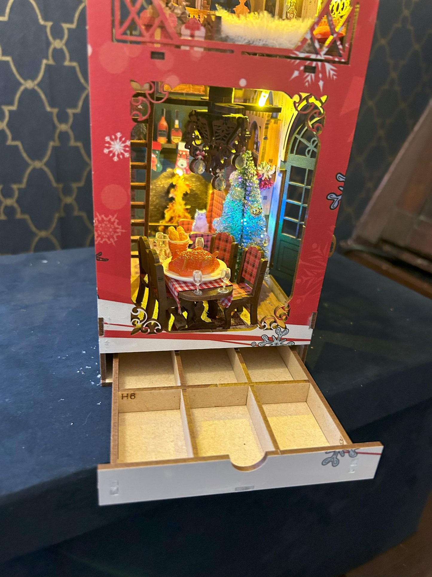 Assembled and Embellished Snowy Night Christmas Book Nook