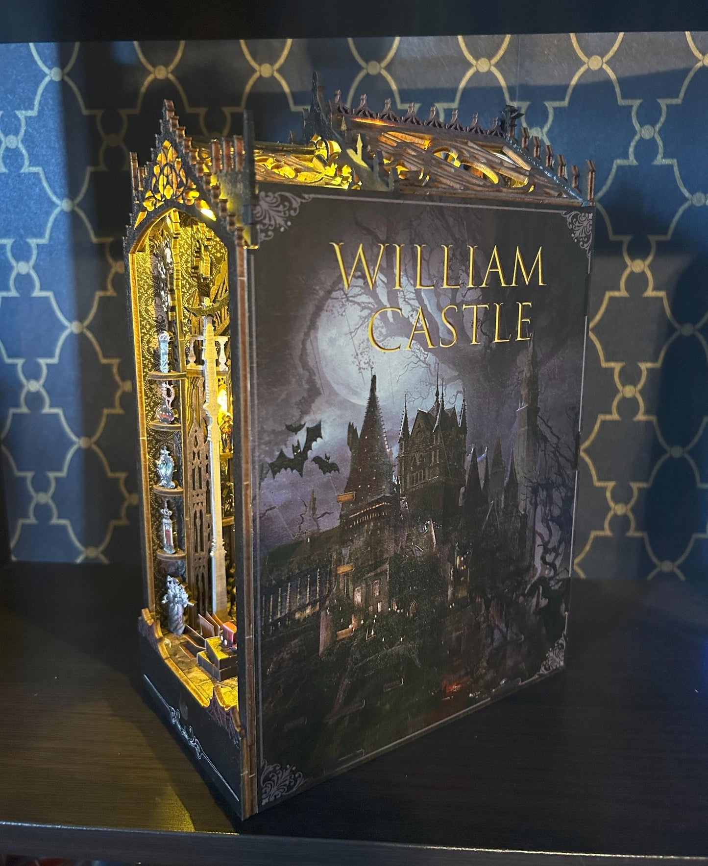 Assembled and Embellished William Castle Book Nook - with Music Box!
