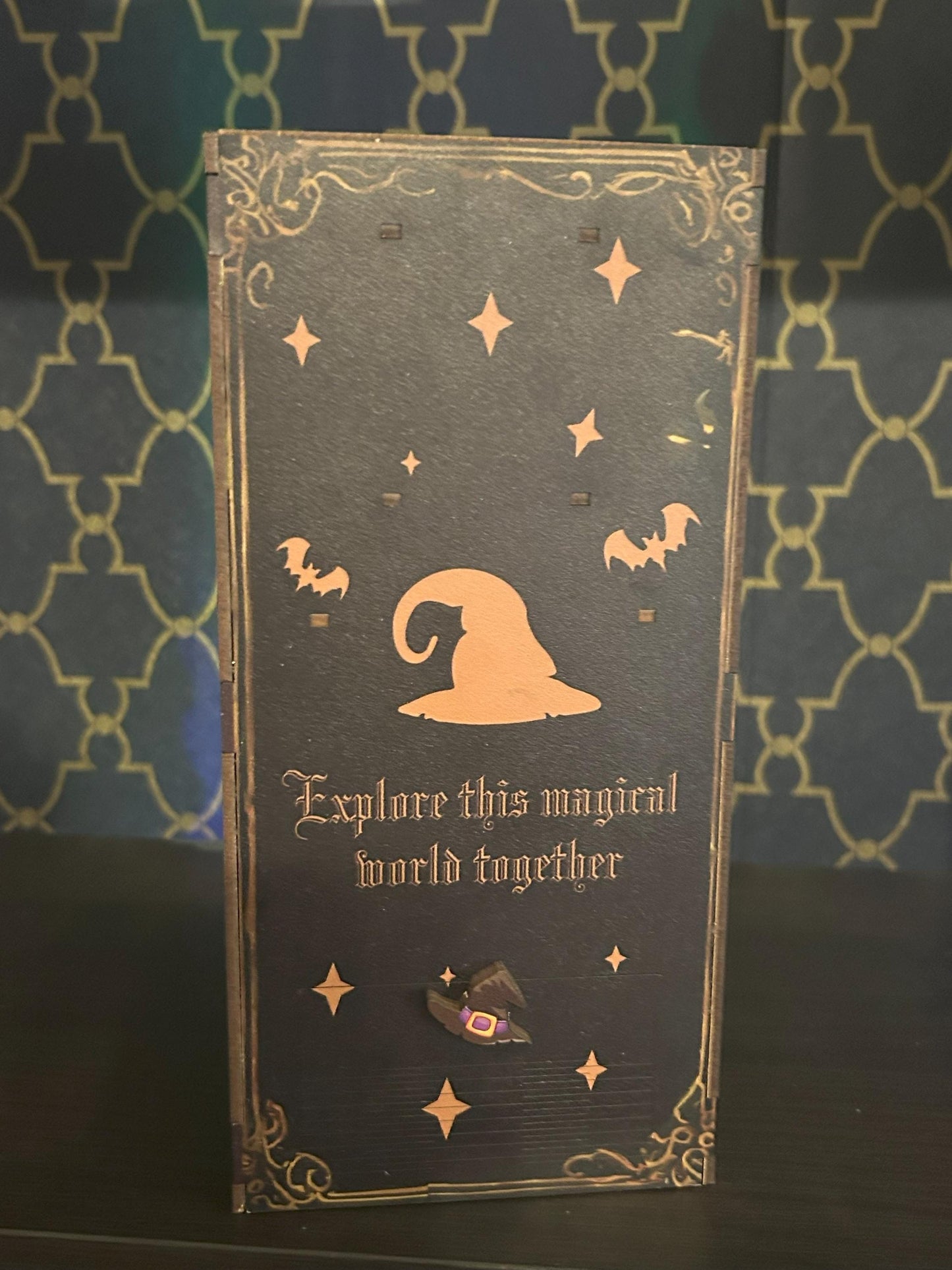 Assembled and Embellished Halloween themed book nook called "Magic Night"