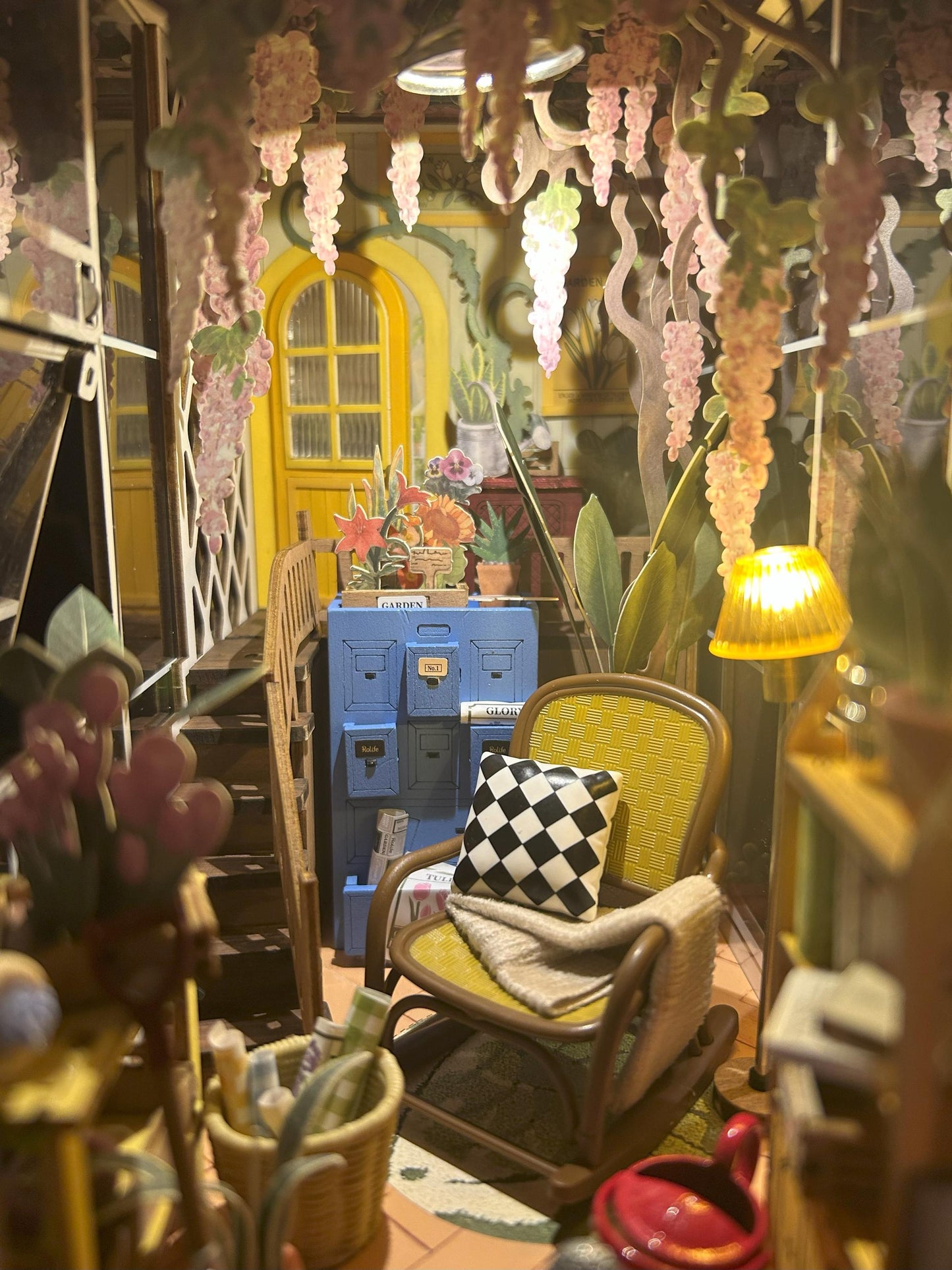 Assembled and Embellished Garden Greenhouse Book Nook