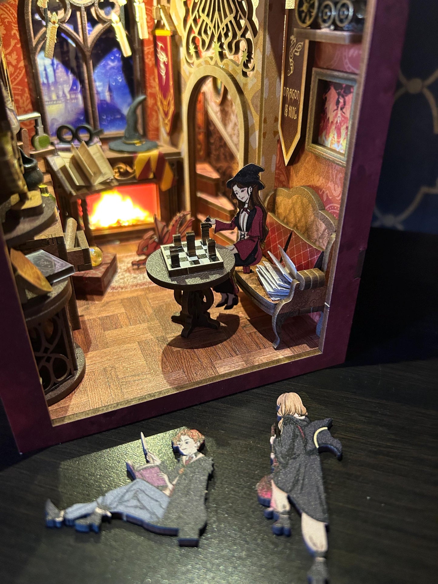 Wizard Inspired Flame Common Room Book Nook