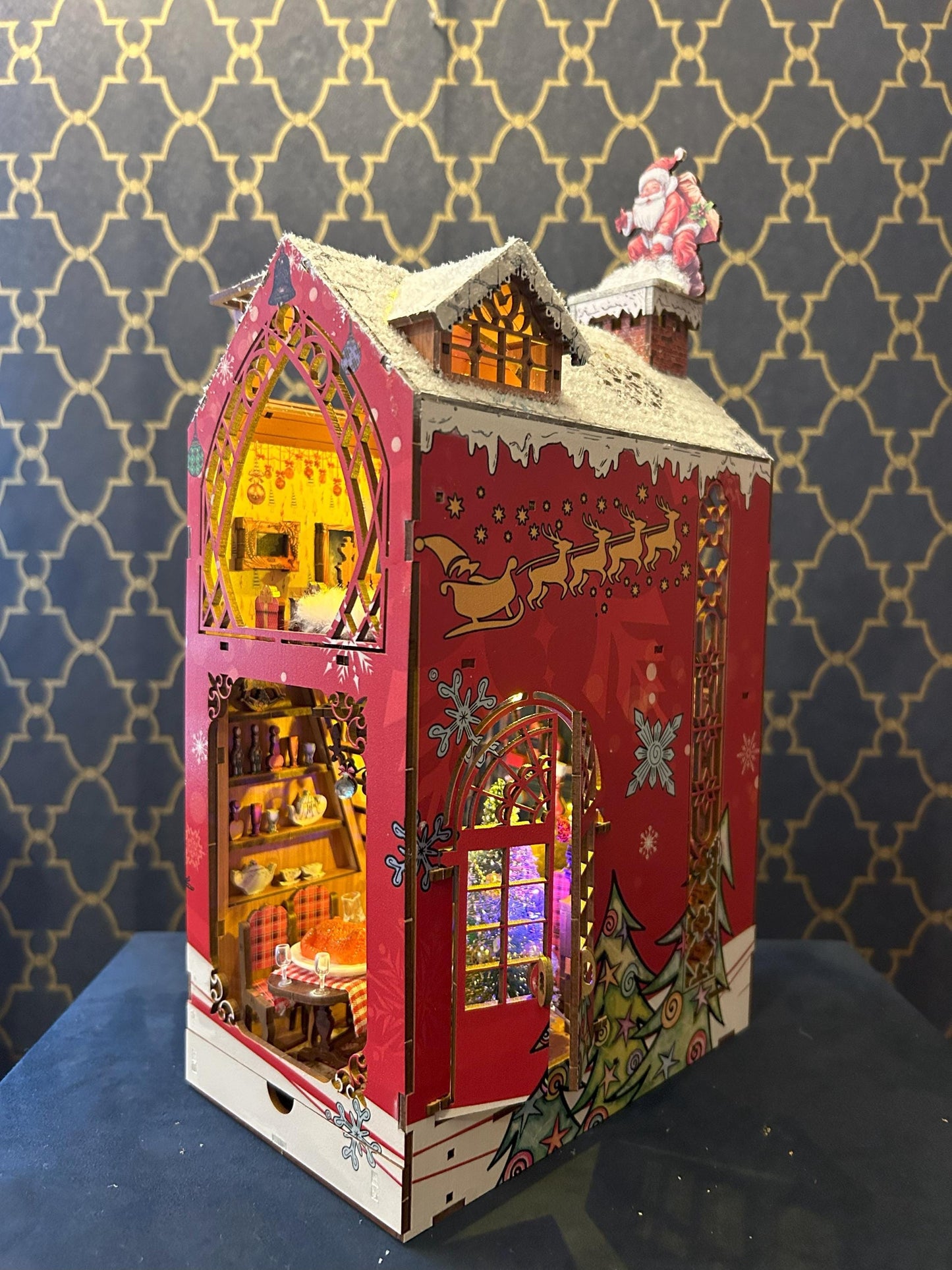 Assembled and Embellished Snowy Night Christmas Book Nook