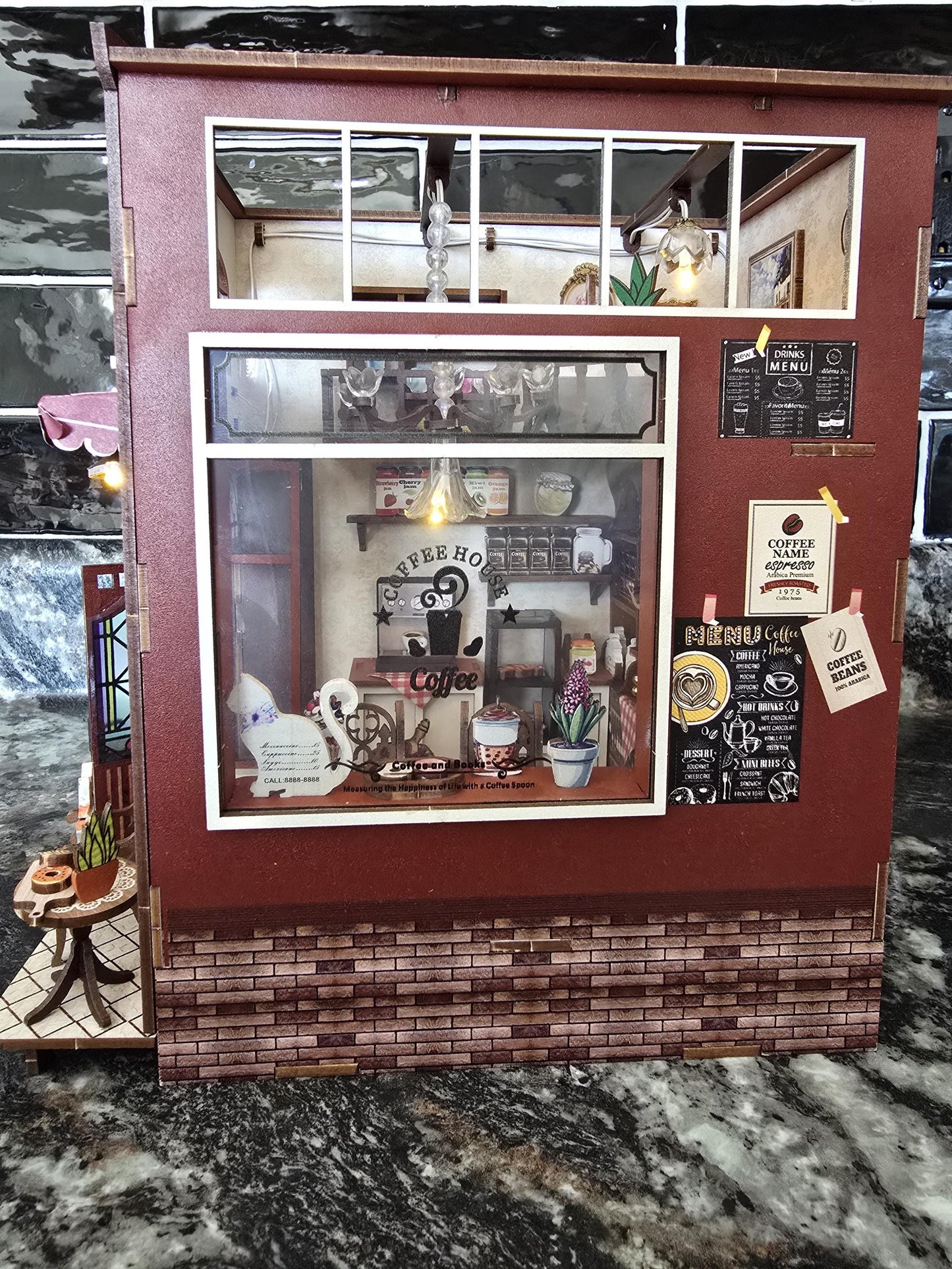 Assembled and Embellished Cute Cafe Book Nook