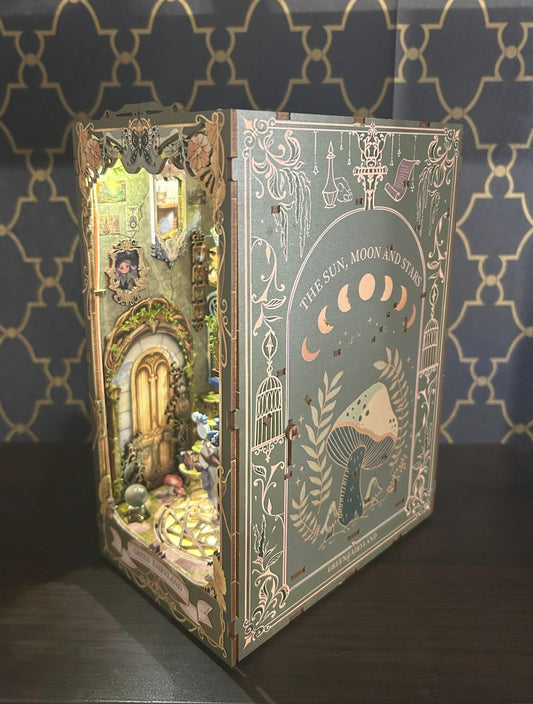 Assembled and Embellished Green Fairyland Book Nook