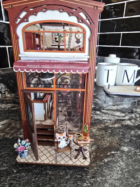 Assembled and Embellished Cute Cafe Book Nook
