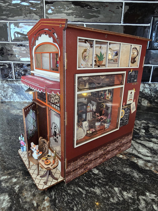 Assembled and Embellished Cute Cafe Book Nook