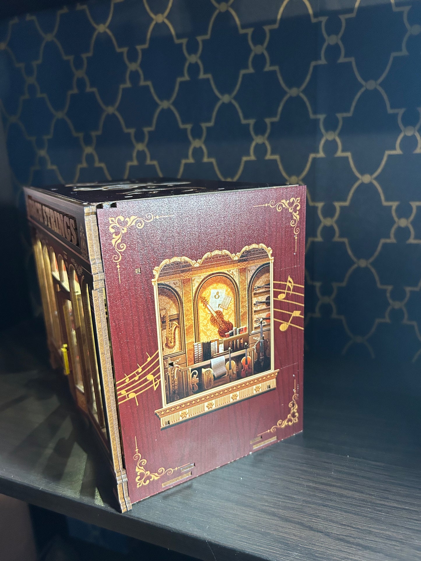 Fully Assembled and Embellished Music Store Book Nook