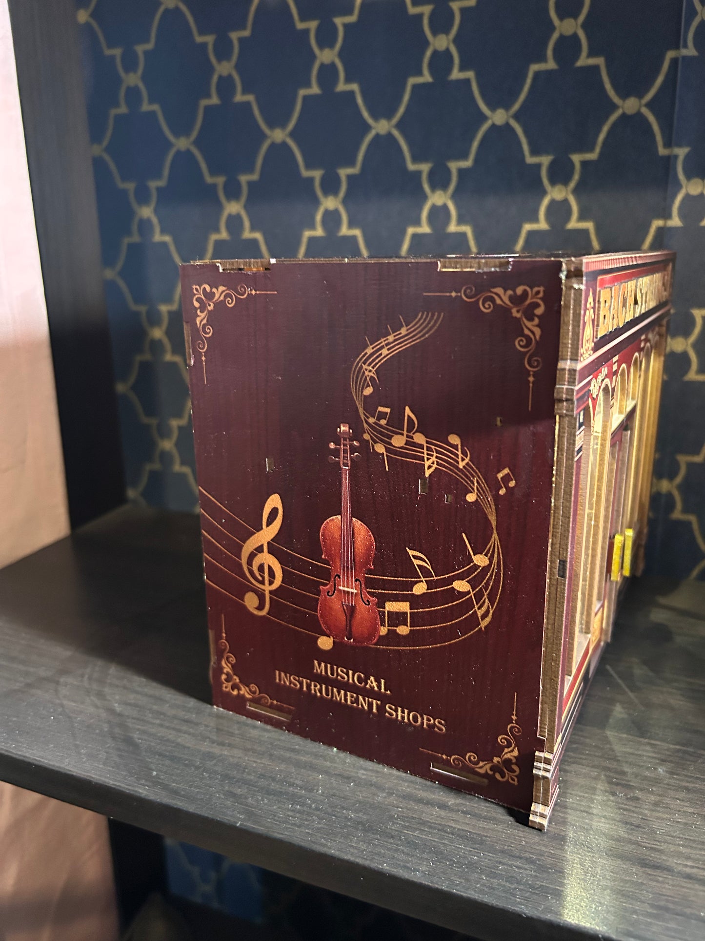 Fully Assembled and Embellished Music Store Book Nook