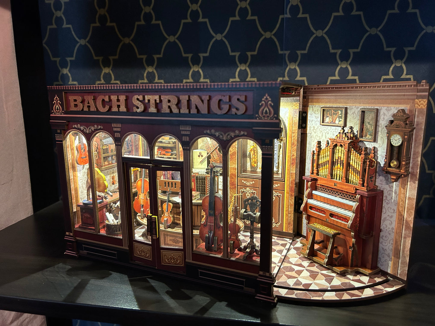 Fully Assembled and Embellished Music Store Book Nook