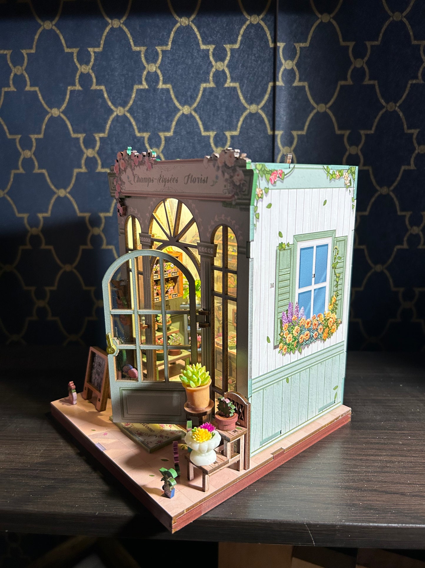 Fully Assembled and Embellished French Flourist Book Nook