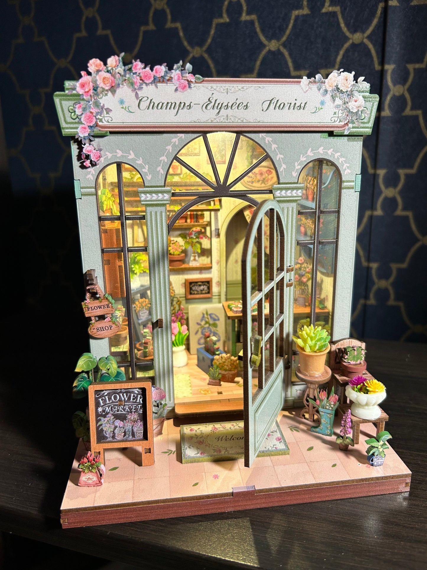 Fully Assembled and Embellished French Flourist Book Nook