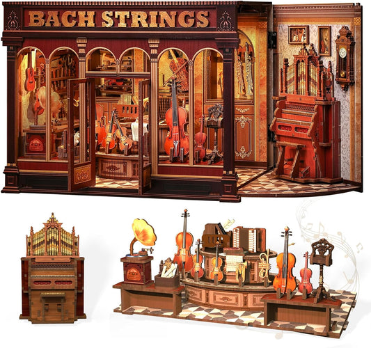 Fully Assembled and Embellished Music Store Book Nook