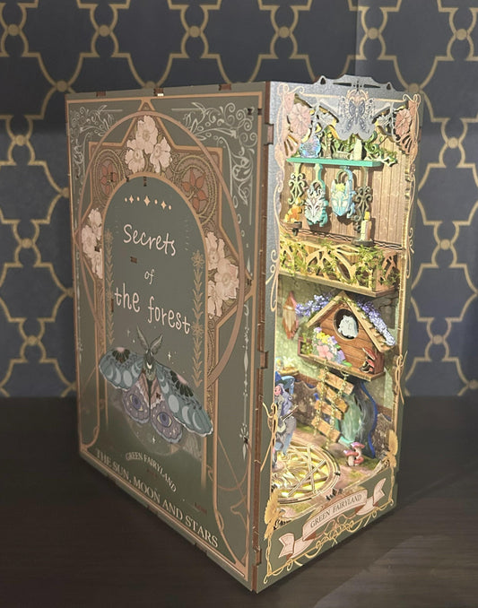 Assembled and Embellished Green Fairyland Book Nook