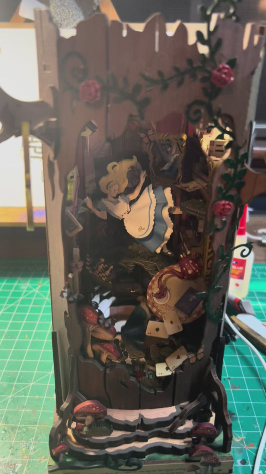 Fully Assembled and Embellished Alice In Wonderland Nook